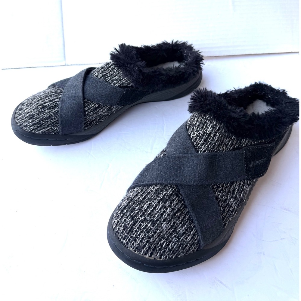 JSport by Jambu‎ Graham Black Gray Slip On Mule Memory Foam Comfort Shoe Sz 9